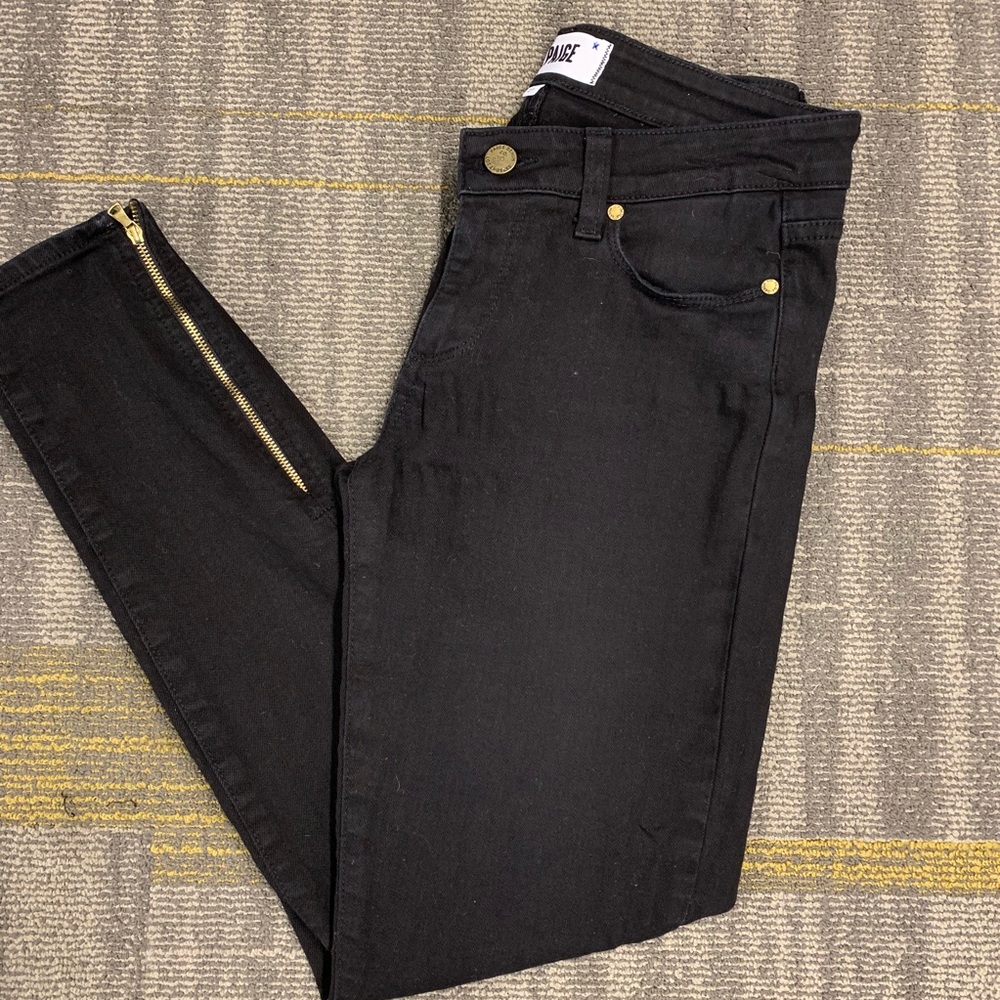 Paige Black Skinny Jeans Zipper Ankles